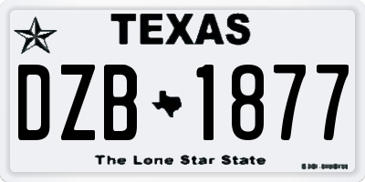 TX license plate DZB1877
