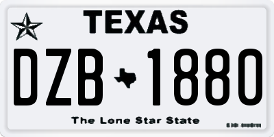 TX license plate DZB1880