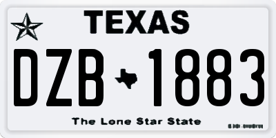 TX license plate DZB1883