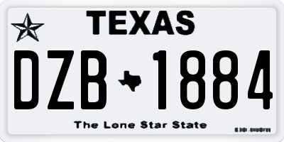 TX license plate DZB1884
