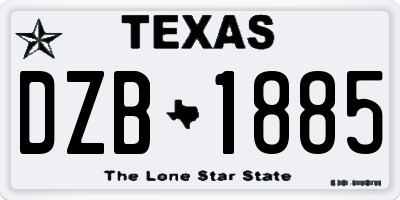 TX license plate DZB1885