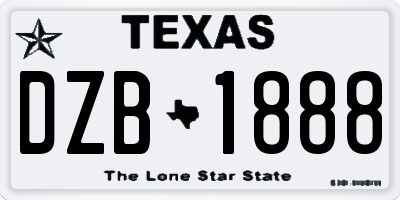 TX license plate DZB1888
