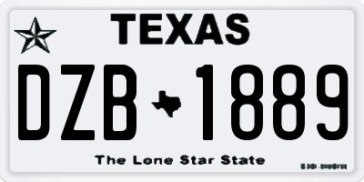 TX license plate DZB1889