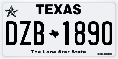TX license plate DZB1890