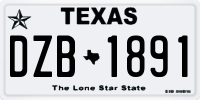 TX license plate DZB1891