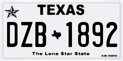 TX license plate DZB1892