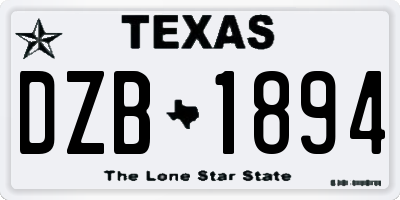 TX license plate DZB1894