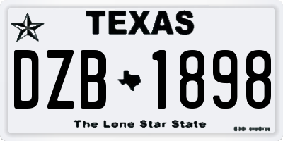 TX license plate DZB1898
