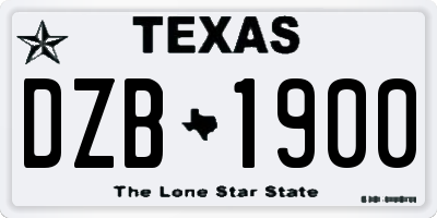 TX license plate DZB1900