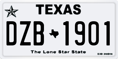 TX license plate DZB1901