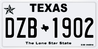 TX license plate DZB1902