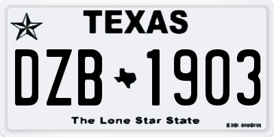 TX license plate DZB1903