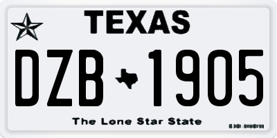 TX license plate DZB1905