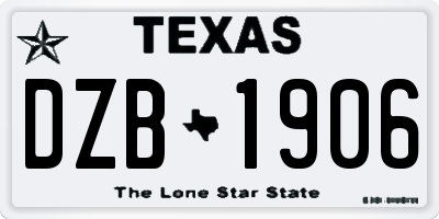 TX license plate DZB1906