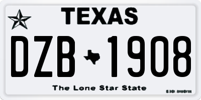 TX license plate DZB1908
