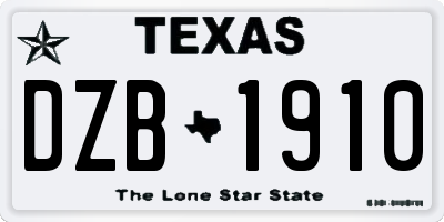 TX license plate DZB1910