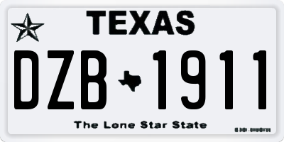 TX license plate DZB1911