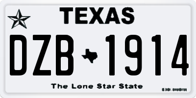 TX license plate DZB1914