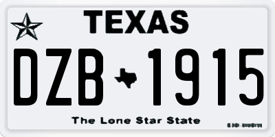 TX license plate DZB1915