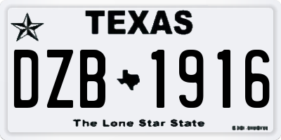 TX license plate DZB1916