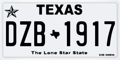 TX license plate DZB1917
