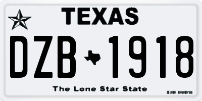 TX license plate DZB1918