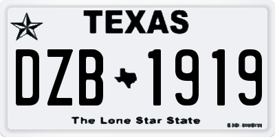 TX license plate DZB1919
