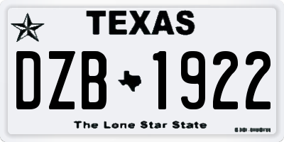 TX license plate DZB1922