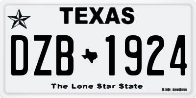 TX license plate DZB1924