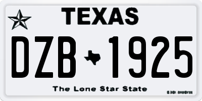 TX license plate DZB1925