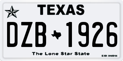 TX license plate DZB1926