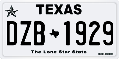TX license plate DZB1929