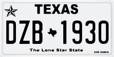 TX license plate DZB1930