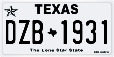 TX license plate DZB1931