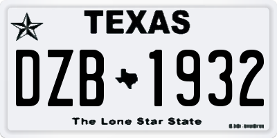 TX license plate DZB1932