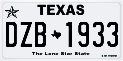 TX license plate DZB1933