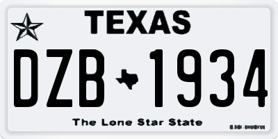 TX license plate DZB1934