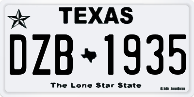 TX license plate DZB1935
