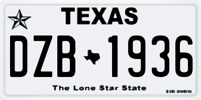 TX license plate DZB1936