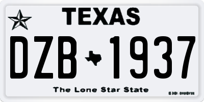 TX license plate DZB1937