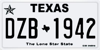 TX license plate DZB1942