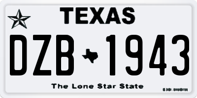 TX license plate DZB1943