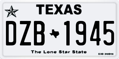 TX license plate DZB1945