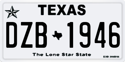 TX license plate DZB1946