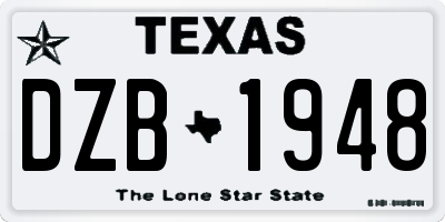 TX license plate DZB1948