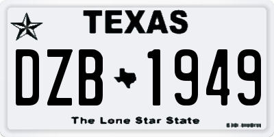 TX license plate DZB1949