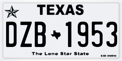 TX license plate DZB1953