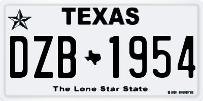 TX license plate DZB1954