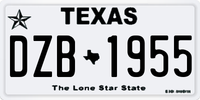 TX license plate DZB1955