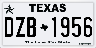 TX license plate DZB1956